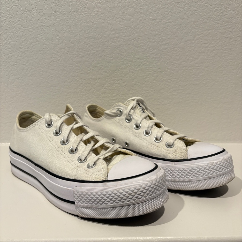 Converse White Canvas Platform Sneakers
